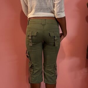 Guess Olive Cargo Bermuda Shorts with Buckle Pockets